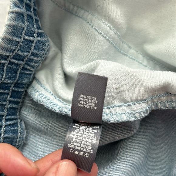 Aerie womens size small Elastic Waist Pull-On Denim Chambray Shorts braided belt - Picture 10 of 12